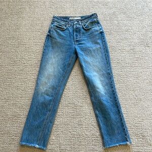 Women’s Grlfrnd Karolina high rise straight crop denim jean.